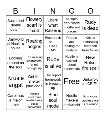 Deltarune Chapter 6 Bingo Card