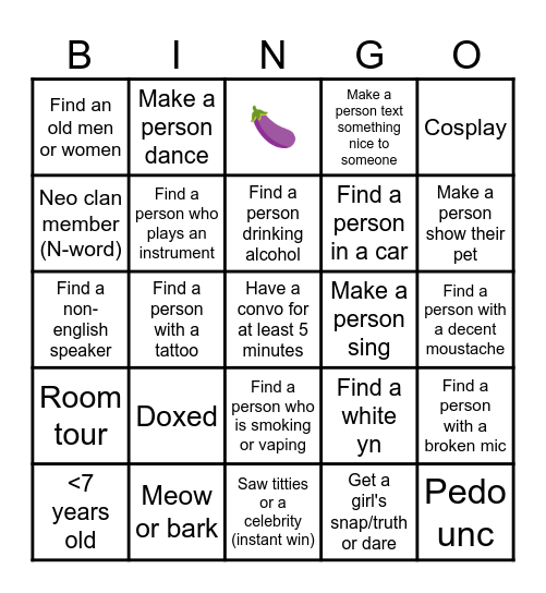 Omegle Bingo Card