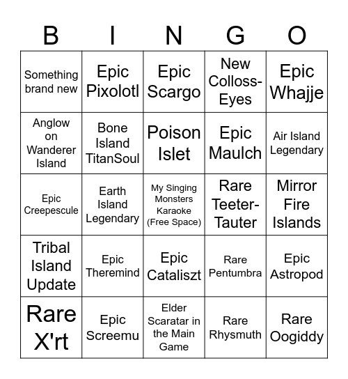 MSM August 2026 Bingo Card
