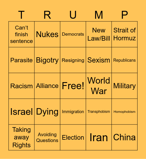 Important Announcement Bingo Card