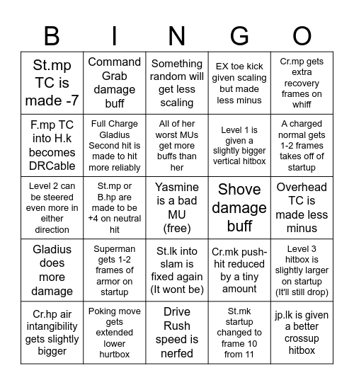 Marisa S4 Bingo Card