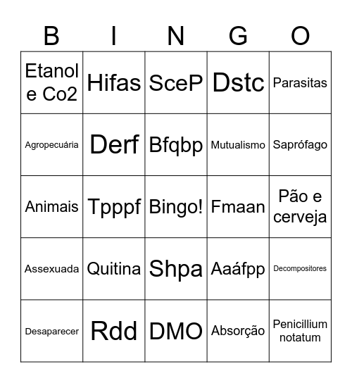 Biologia Bingo Card