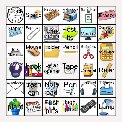 Office Supply Scavenger Hunt Bingo Card