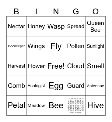 Bee Bingo Card