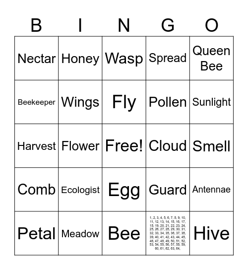 Bee Bingo Card
