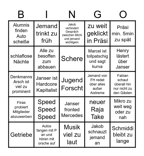 Rollout Bingo Card