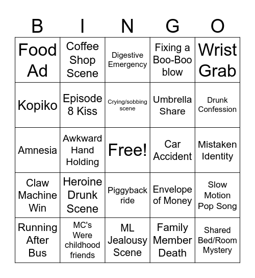 KDRAMA Bingo Card