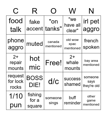 crown of the bingos2 Bingo Card
