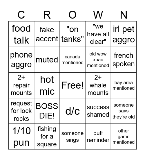 crown of the bingos2 Bingo Card
