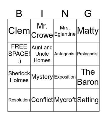 Sherlock Holmes Bingo Card