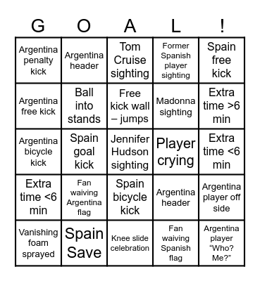 WORLD CUP BINGO Card