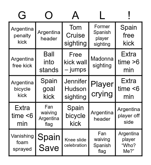 WORLD CUP BINGO Card