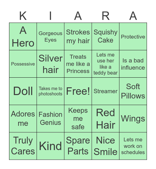 Are you Kiara's Type? Bingo Card