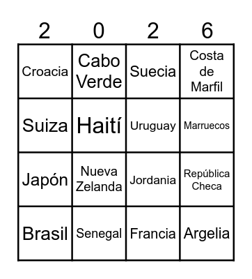 Bingo del mundial Bingo Card