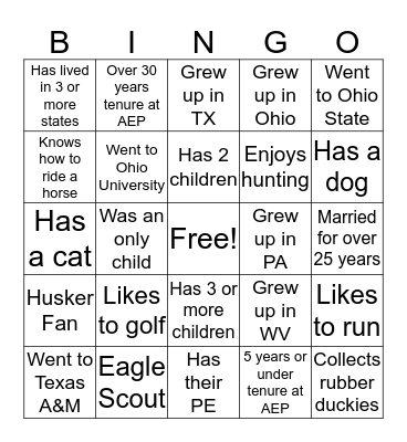 Best Friend Bingo Card
