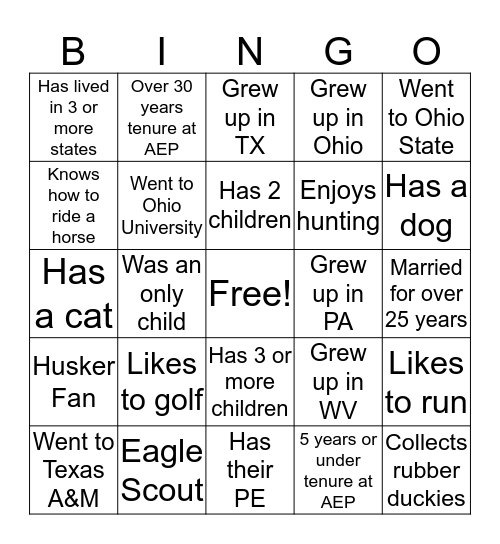 Best Friend Bingo Card