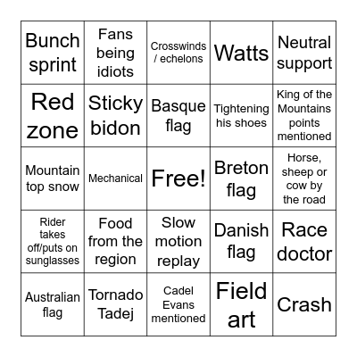 Tour de France BINGO! Bingo Card