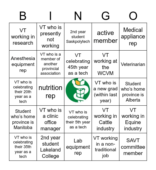 SAVT Conference Bingo Card
