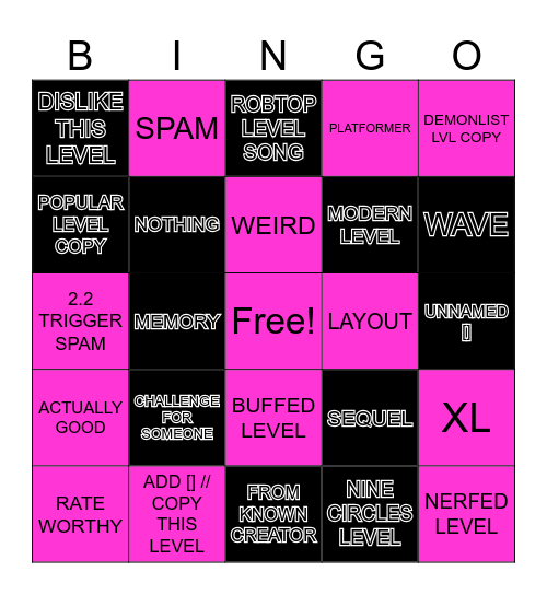 GD RECENT TAB BINGO Card