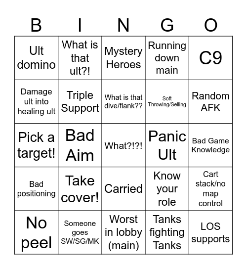 Vod Review BINGO Card