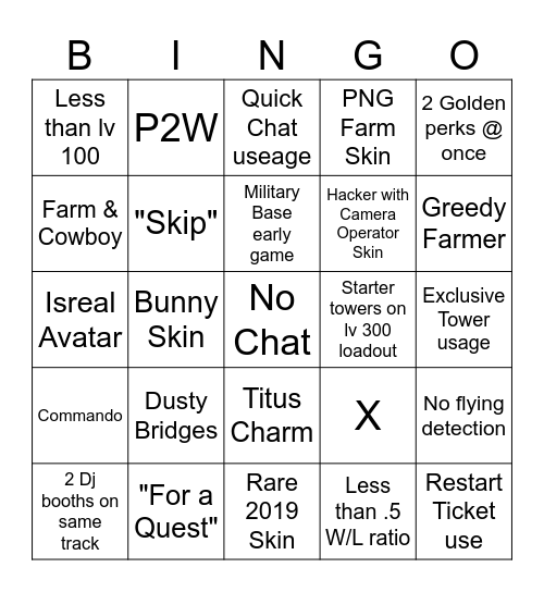 tds matchmaking shithole bing card Bingo Card