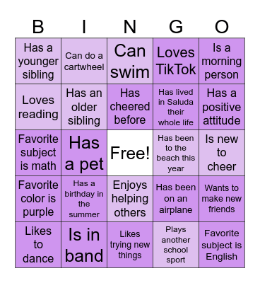 Get Up, Get Moving, Get to Know Your Team! Bingo Card