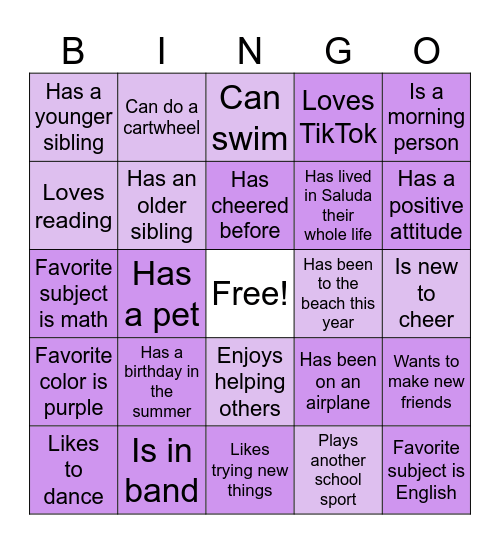 Get Up, Get Moving, Get to Know Your Team! Bingo Card