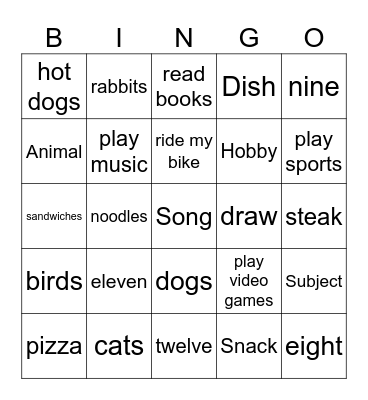 Self-Introduction Bingo Card