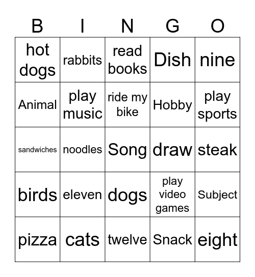 Self-Introduction Bingo Card