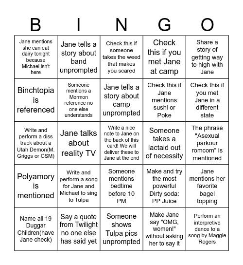 Your Mission! Bingo Card