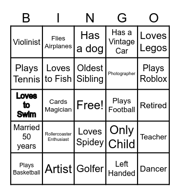 Family Bingo Card