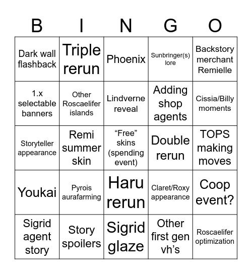 ZZZ 3.1 Stream Bingo Card