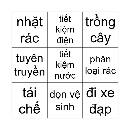Bảo vệ môi trường Bingo Card