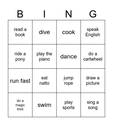 Can you…? Bingo Card