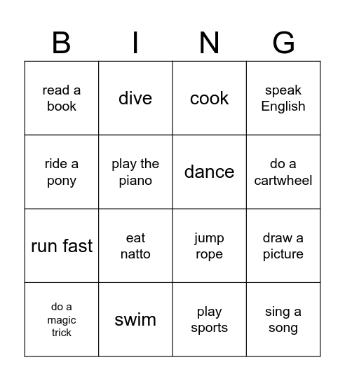 Can you…? Bingo Card