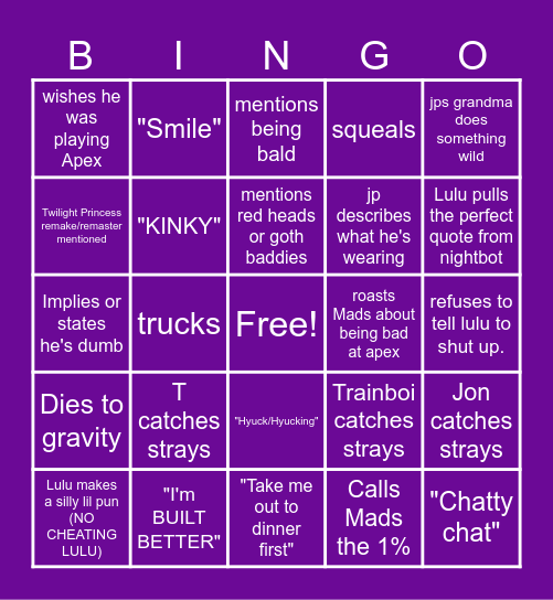 Twitch Bingo Card