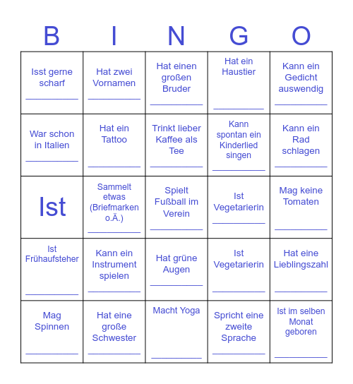 Wir lernen uns kennen! Bingo Card
