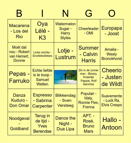 Muziekbingo 1hb Bingo Card