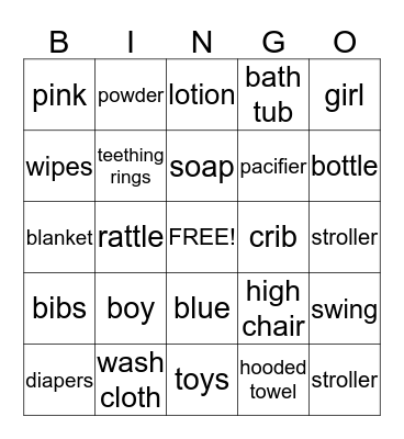 Baby McClure Bingo Card