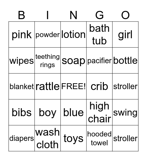 Baby McClure Bingo Card