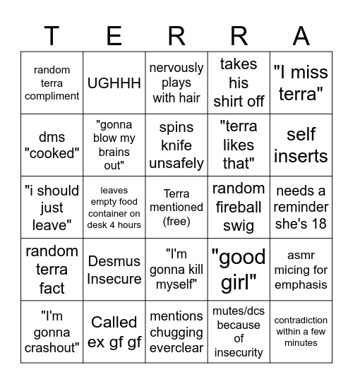 Desmus Bingo Card