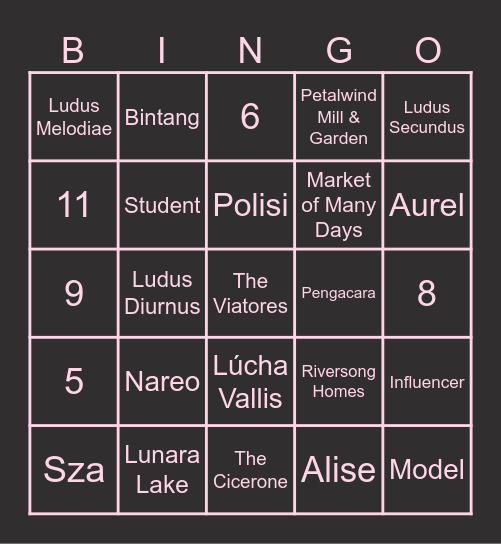 Cérise Bingo Card