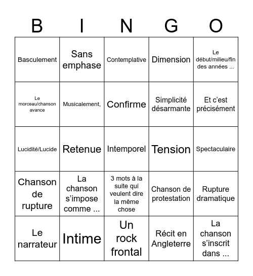 Bingo TDS Bingo Card