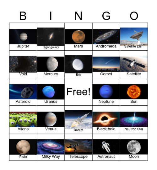 SPACE BINGO Card
