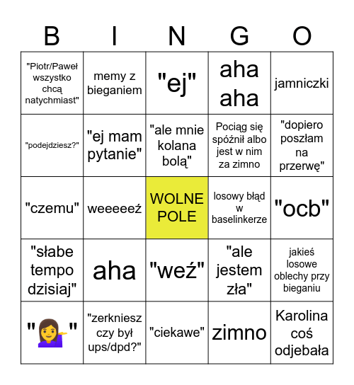 Zuzia Bingo Card