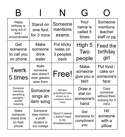 Suhani's birthday bingo Card