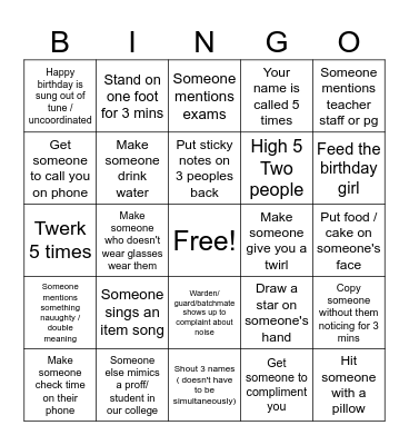 Suhani's birthday bingo Card