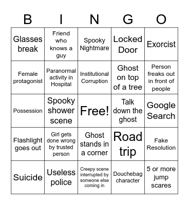 Horror Movie Bingo Card