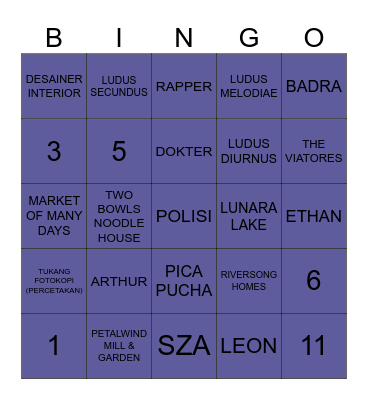 FROST Bingo Card