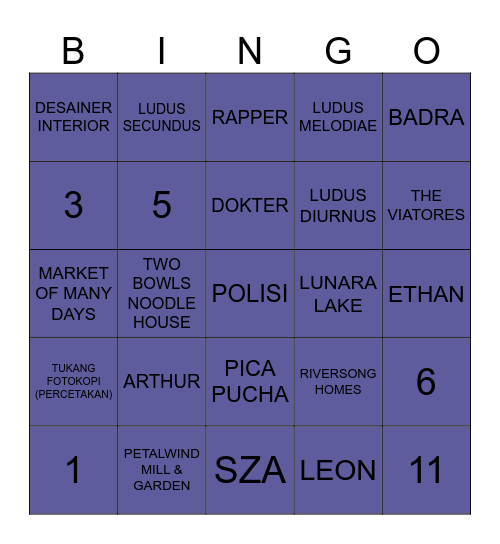 FROST Bingo Card